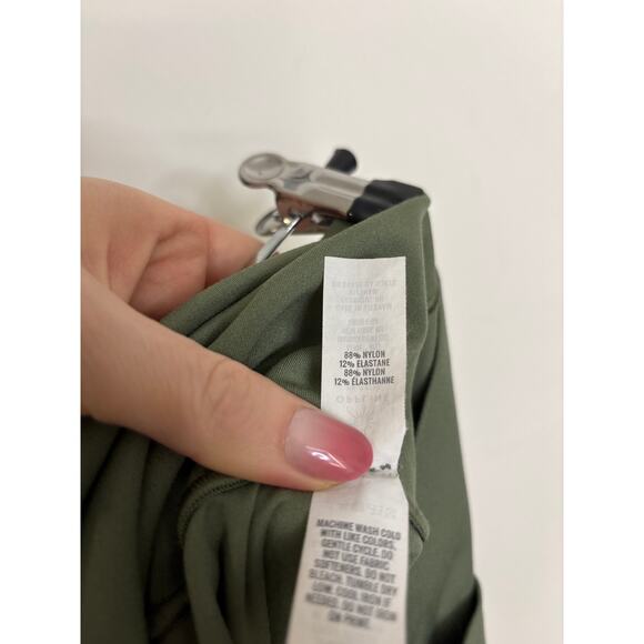 Aerie OFFLINE Real Me Leggings Womens Large High Waisted Crossover Olive Green - Picture 5 of 5